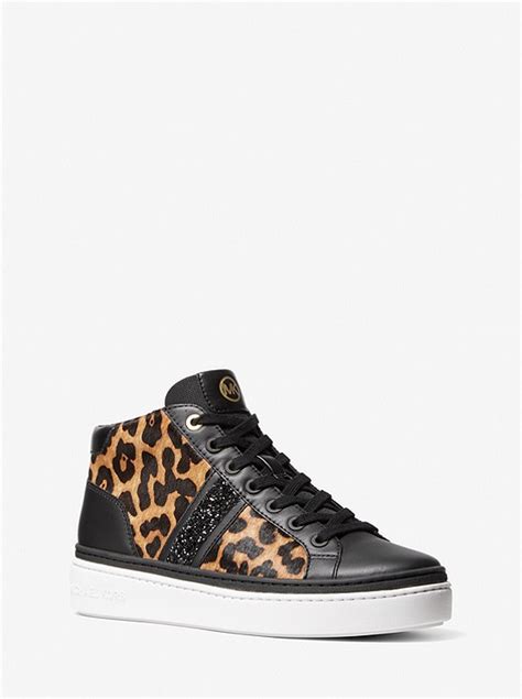 michael michael kors chapman high-top sneakers|Chapman Embellished Leopard Print Calf Hair and  .